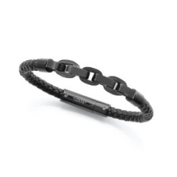 Pulsera Viceroy Fashion unisex acero y cuero negro trenzado