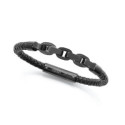 Pulsera Viceroy Fashion unisex acero y cuero negro trenzado