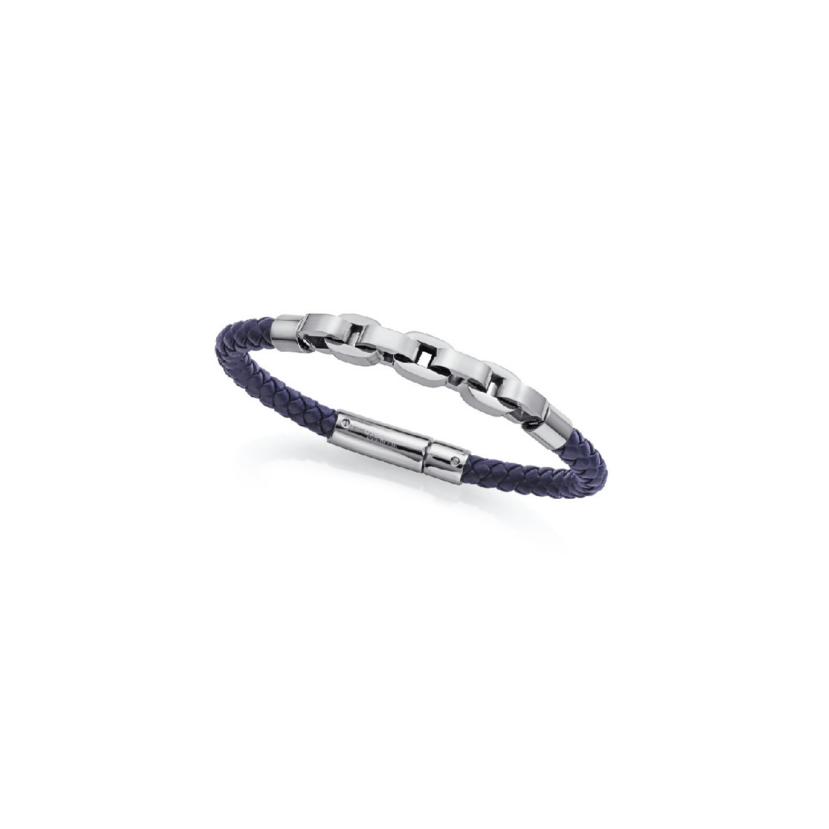 Pulsera Viceroy Fashion unisex acero y cuero azul trenzado