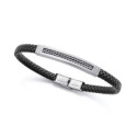 Pulsera Viceroy Fashion unisex acero y cuero negro trenzado