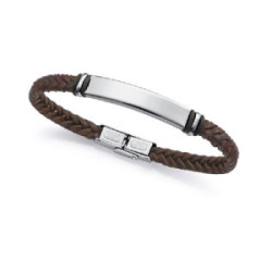 Pulsera Viceroy Fashion unisex acero y cuero marrón trenzado