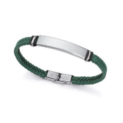 Pulsera Viceroy Fashion unisex acero y cuero verde trenzado