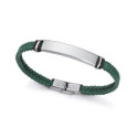 Pulsera Viceroy Fashion unisex acero y cuero verde trenzado