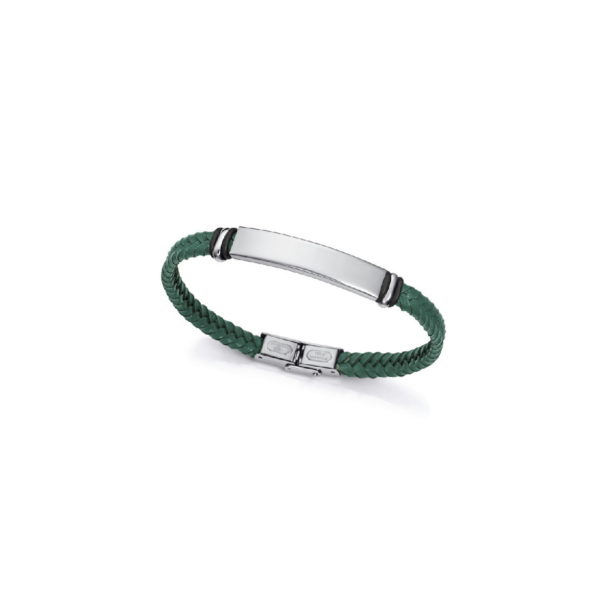 Pulsera Viceroy Fashion unisex acero y cuero verde trenzado