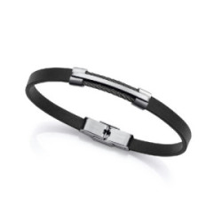 Pulsera Viceroy Fashion unisex acero y cuero negro