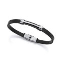 Pulsera Viceroy Fashion unisex acero y cuero negro