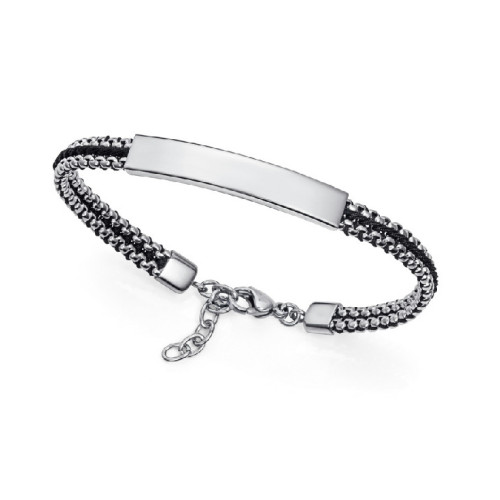 Pulsera Viceroy Fashion unisex acero IP negro e hilo de seda negra