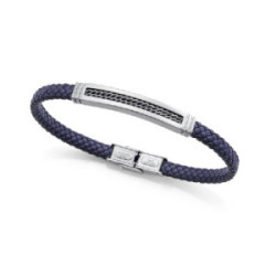 Pulsera Viceroy Fashion unisex acero y cuero azul trenzado