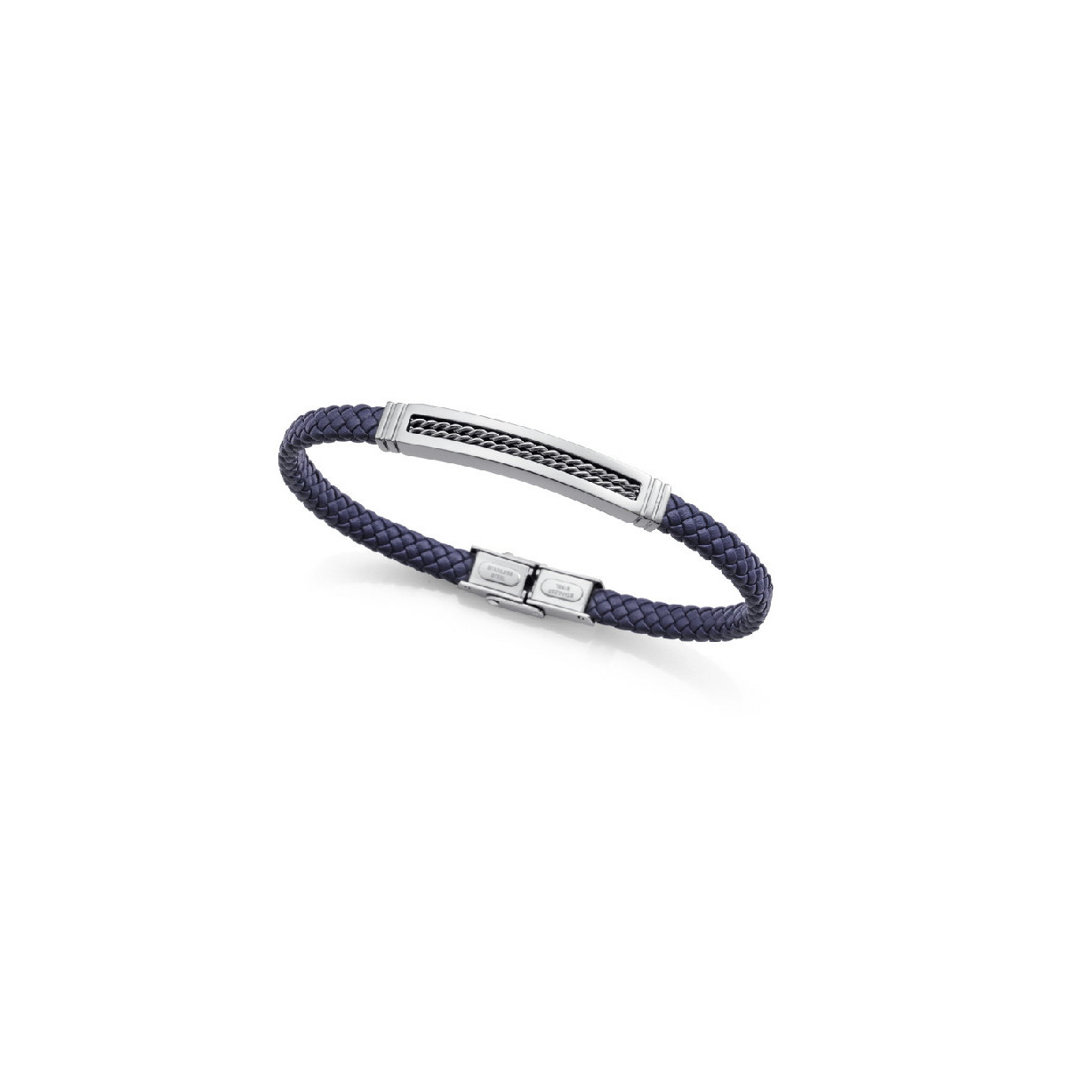 Pulsera Viceroy Fashion unisex acero y cuero azul trenzado