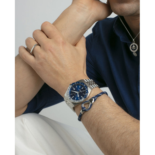 Pulsera Viceroy Fashion unisex acero naylon azul y blanco