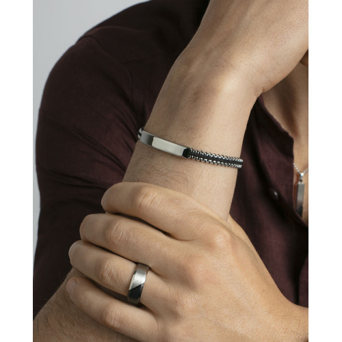 Pulsera Viceroy Fashion unisex acero IP negro e hilo de seda negra