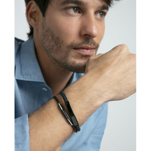 Pulsera Viceroy Fashion unisex acero IP negro e hilo de seda azul