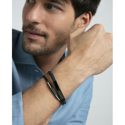 Pulsera Viceroy Fashion unisex acero IP negro e hilo de seda azul