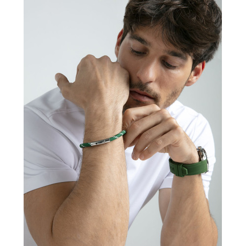 Pulsera Viceroy Fashion unisex acero naylon verde y blanco