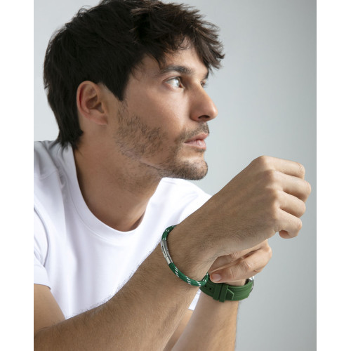 Pulsera Viceroy Fashion unisex acero naylon verde y blanco
