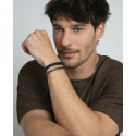 Pulsera Viceroy Fashion unisex acero y cuero negro trenzado