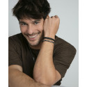 Pulsera Viceroy Fashion unisex acero y cuero negro trenzado
