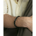 Pulsera Viceroy Fashion unisex acero y cuero negro trenzado