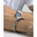 Pulsera Viceroy Fashion unisex acero y cuero azul trenzado