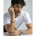 Pulsera Viceroy Fashion unisex acero y cuero azul trenzado