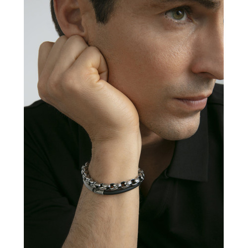 Pulsera Viceroy Fashion de acero y caucho negro