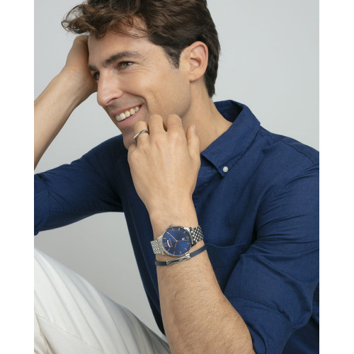 Pulsera Viceroy Fashion unisex acero y cuero azul