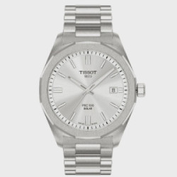 Reloj Tissot PRC 100 Solar Quartz 39mm para hombre y mujer con esfera gris plata