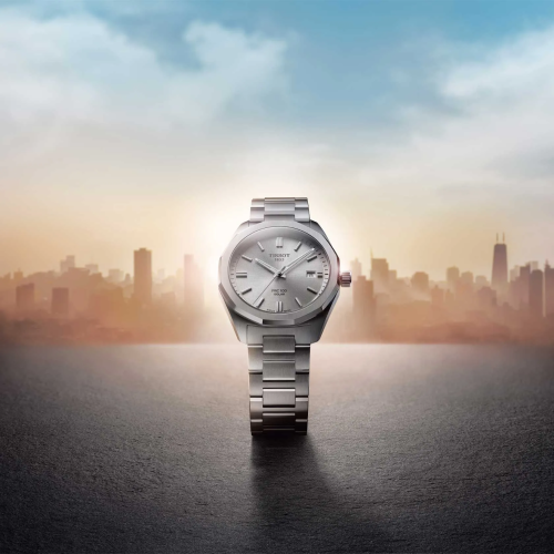 Reloj Tissot PRC 100 Solar Quartz 39mm para hombre y mujer con esfera gris plata