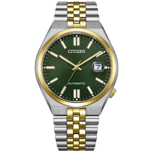 Reloj Citizen Tsuyosa 60 auto 40mm para hombre y mujer bicolor esfera verde