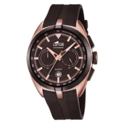 Reloj Lotus Crono correa de caucho y caja IP rosa para hombre