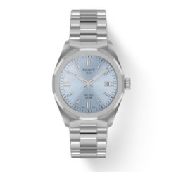 Reloj Tissot PRC 100 Solar Quartz 34mm para mujer con esfera azul clarito
