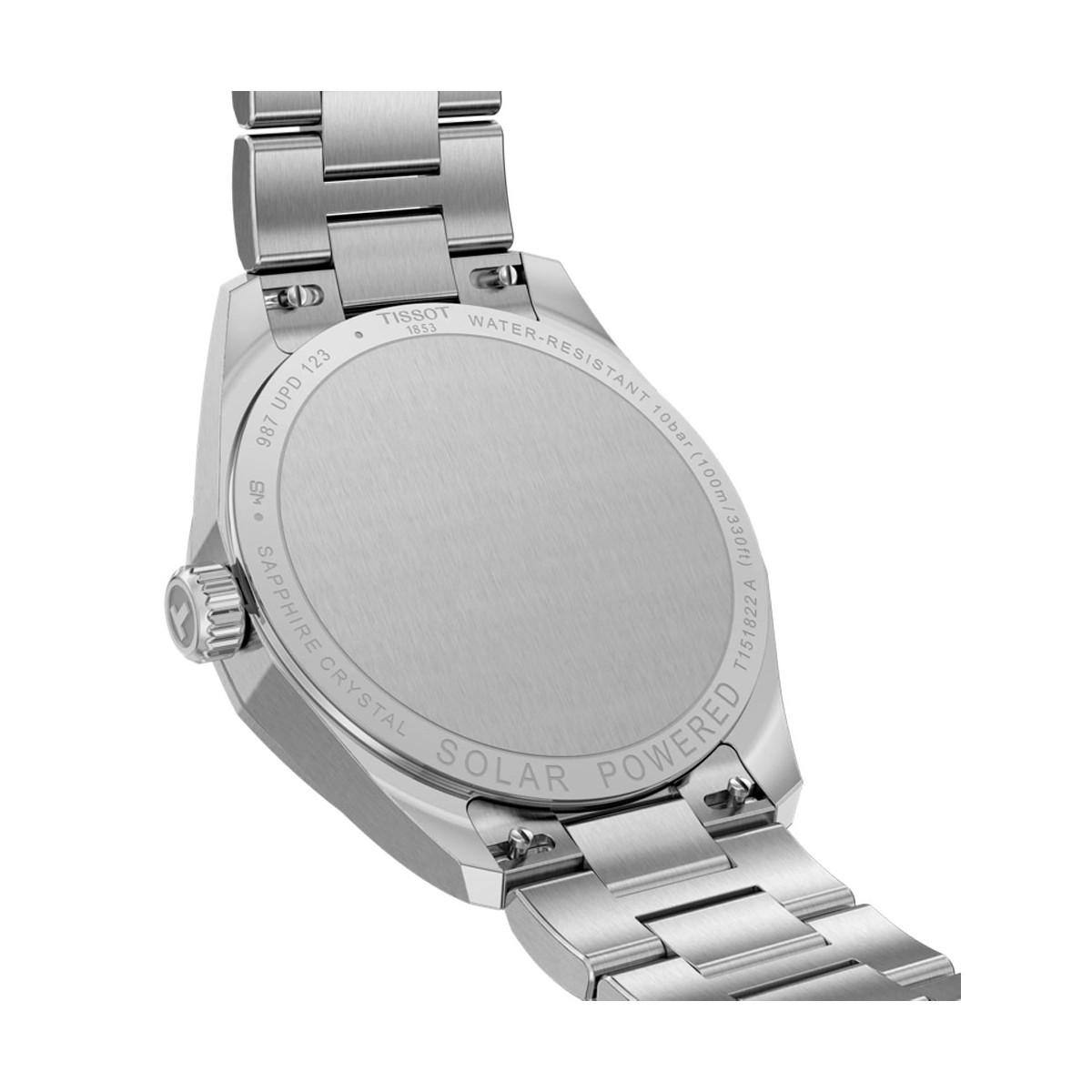 Reloj Tissot PRC 100 Solar Quartz 34mm para mujer con esfera azul clarito