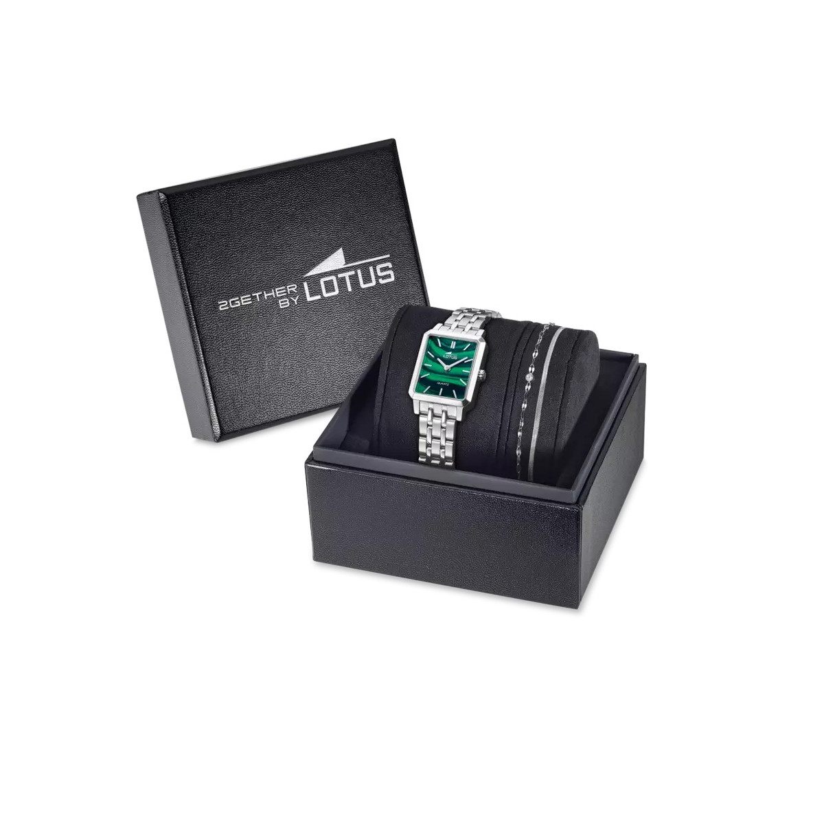 Set reloj Lotus Together para mujer esfera verde  22x33mm con pulsera de acero