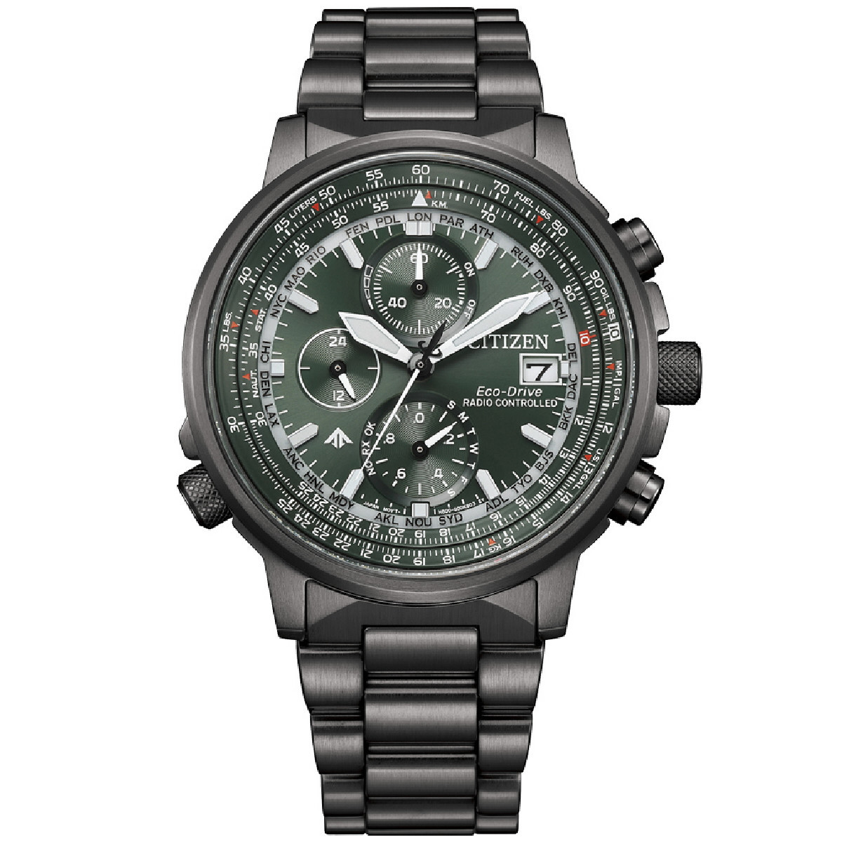 Reloj Citizen Pilot H800 crono Ecodrive Radiocontrolado 42mm IP gun