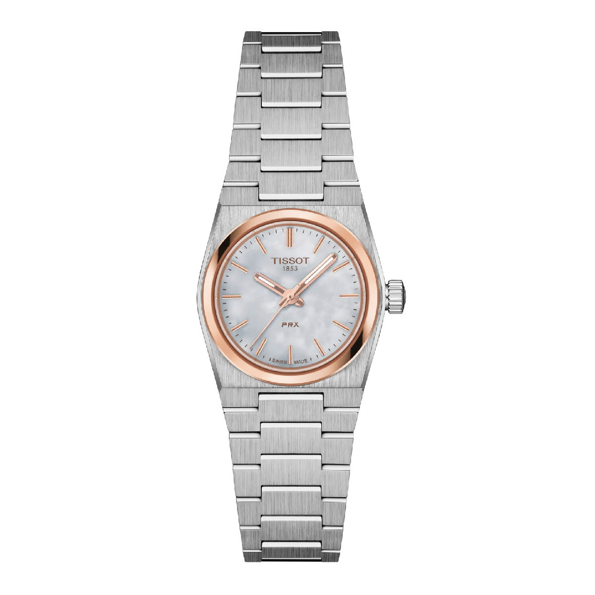 Reloj Tissot PRX Mini para mujer 25mm bicolor esfera de nácar