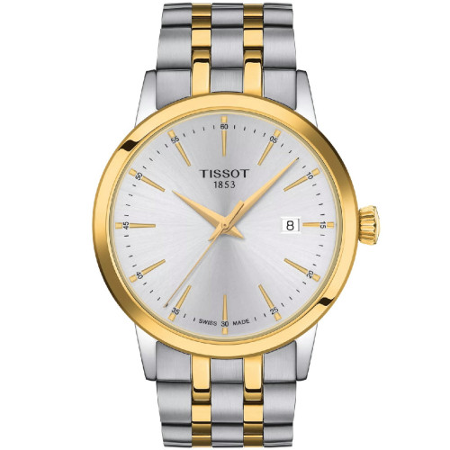 Reloj Tissot Classic Dreams Powermatic 80 40mm bicolor esfera gris plata