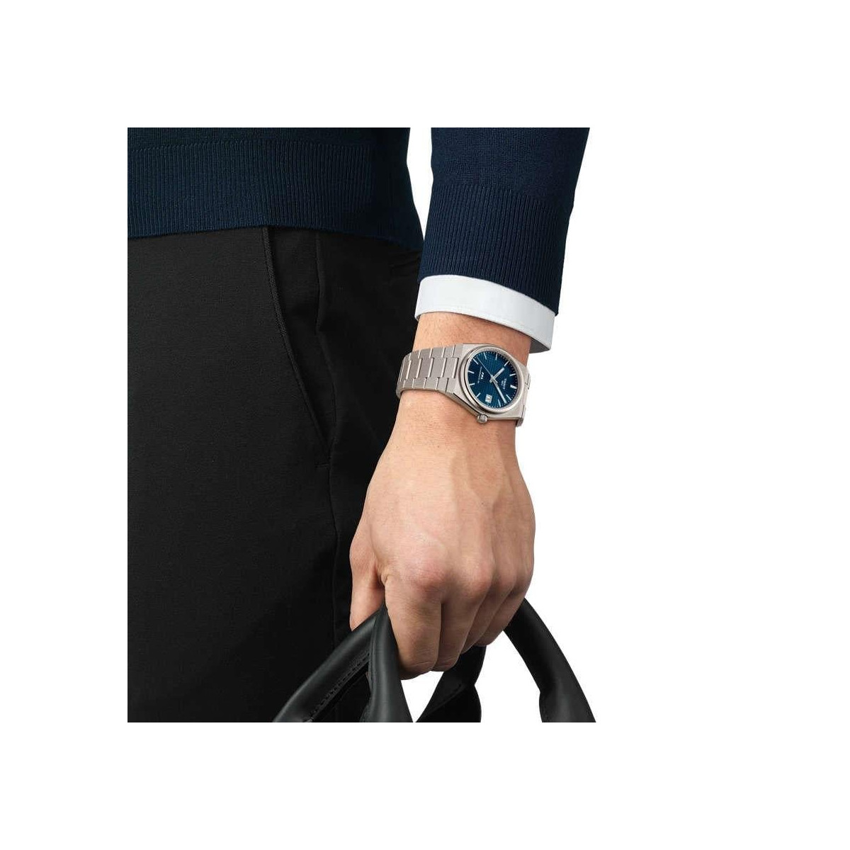 Reloj Tissot PRX Powermatic 80 Titanio para hombre y mujer esfera azul 38mm