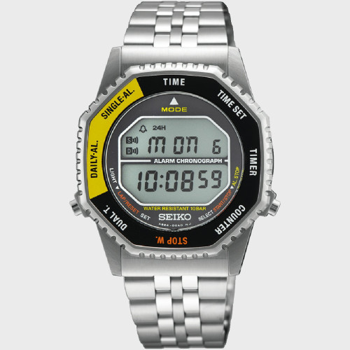 Reloj Seiko Rotocall Digital 37mm bisel negro y amarillo para hombre y mujer