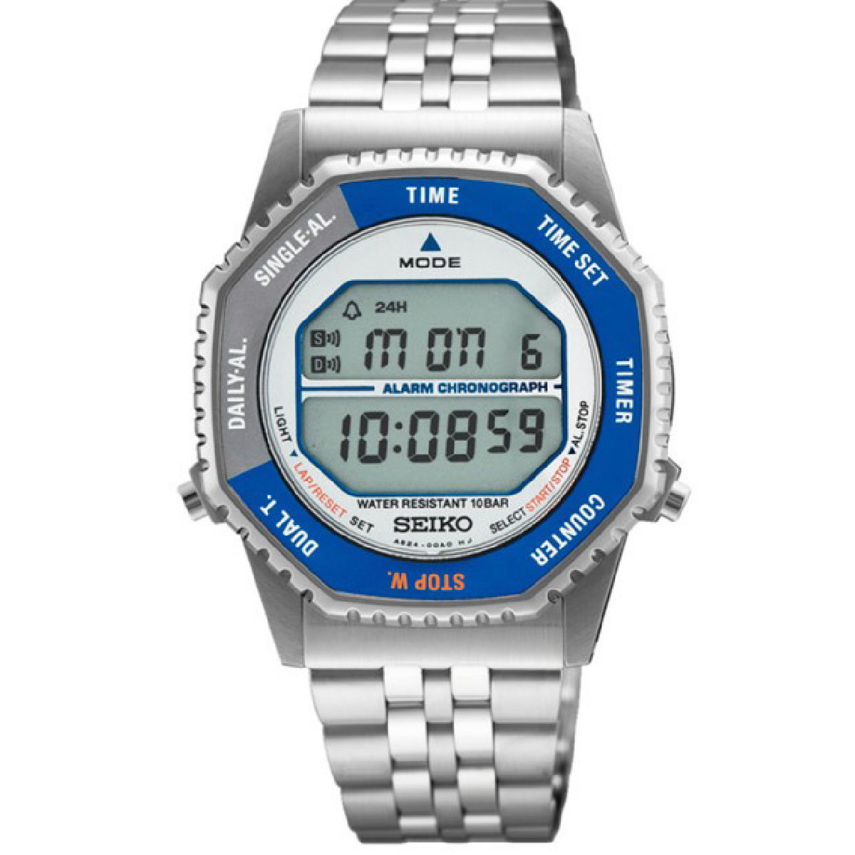 Reloj Seiko Rotocall Digital 37mm bisel azul y gris para hombre y mujer