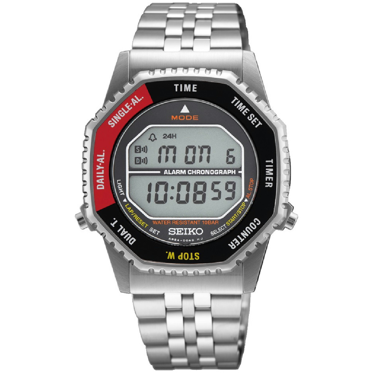 Reloj Seiko Rotocall Digital 37mm bisel negro y rojo para hombre y mujer