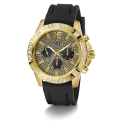 Reloj Guess Majestic 48mm dorado correa silicona negra