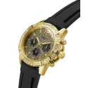 Reloj Guess Majestic 48mm dorado correa silicona negra