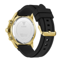 Reloj Guess Majestic 48mm dorado correa silicona negra