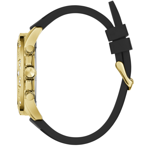 Reloj Guess Majestic 48mm dorado correa silicona negra