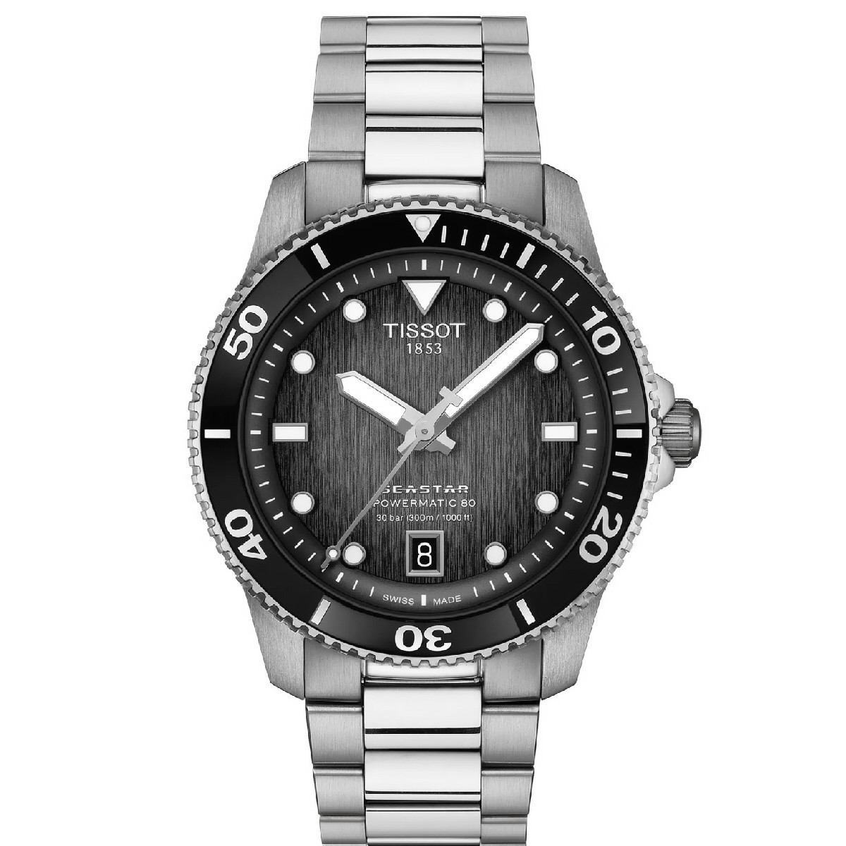 Reloj Tissot Seastar 1000 Powermatic 80 40mm esfera negra