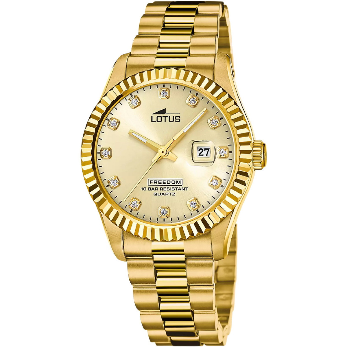 Reloj Lotus para hombre dorado 42mm