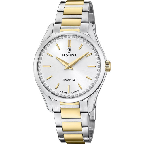 Reloj Festina para mujer Bicolor esfera gris 35mm con circonitas