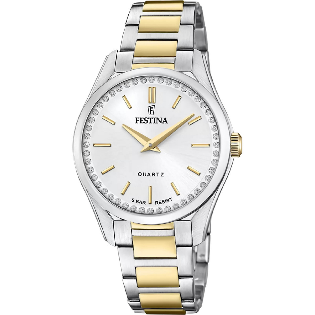 Reloj Festina para mujer Bicolor esfera gris 35mm con circonitas