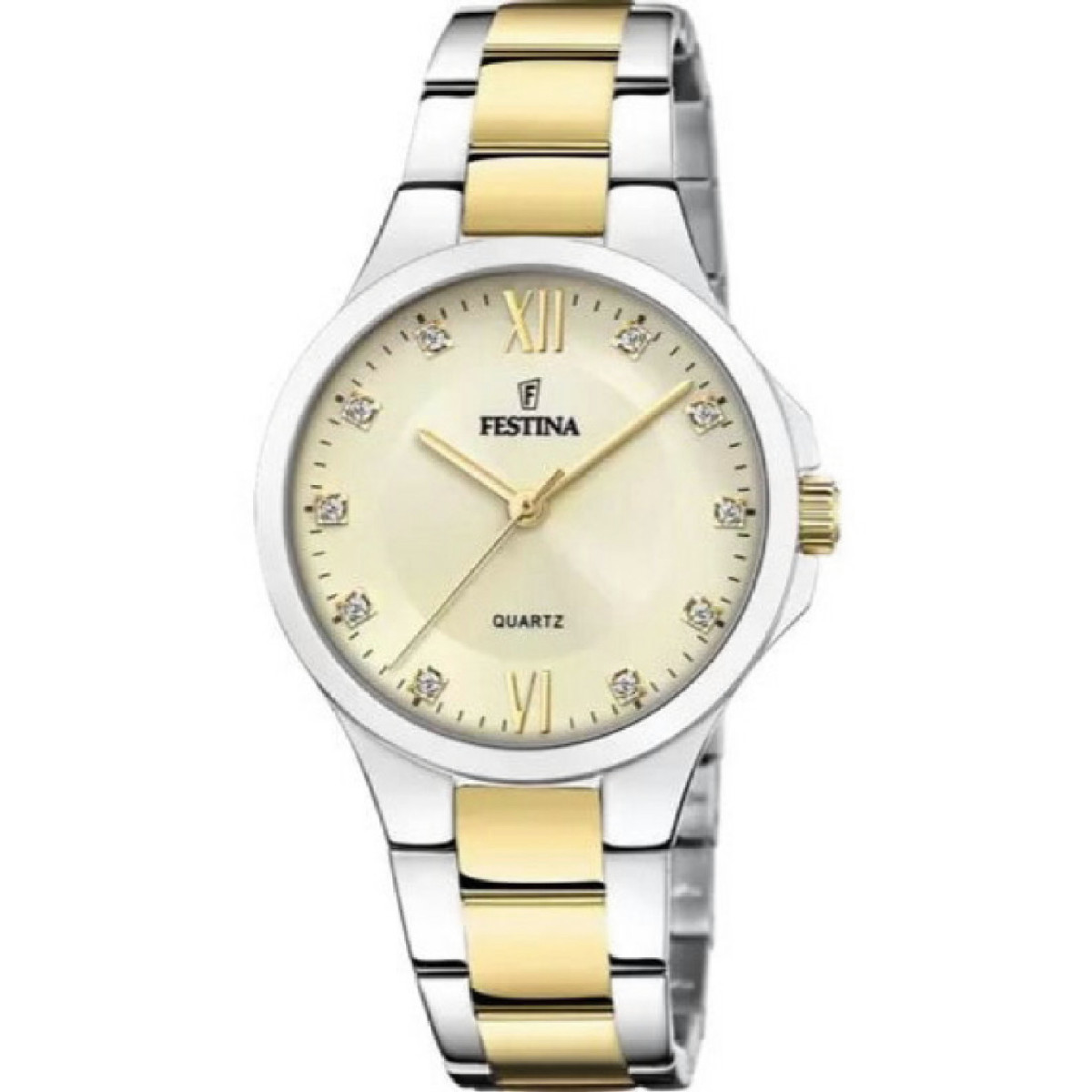 Reloj Festina para mujer Bicolor esfera dorado 34mm con circonitas