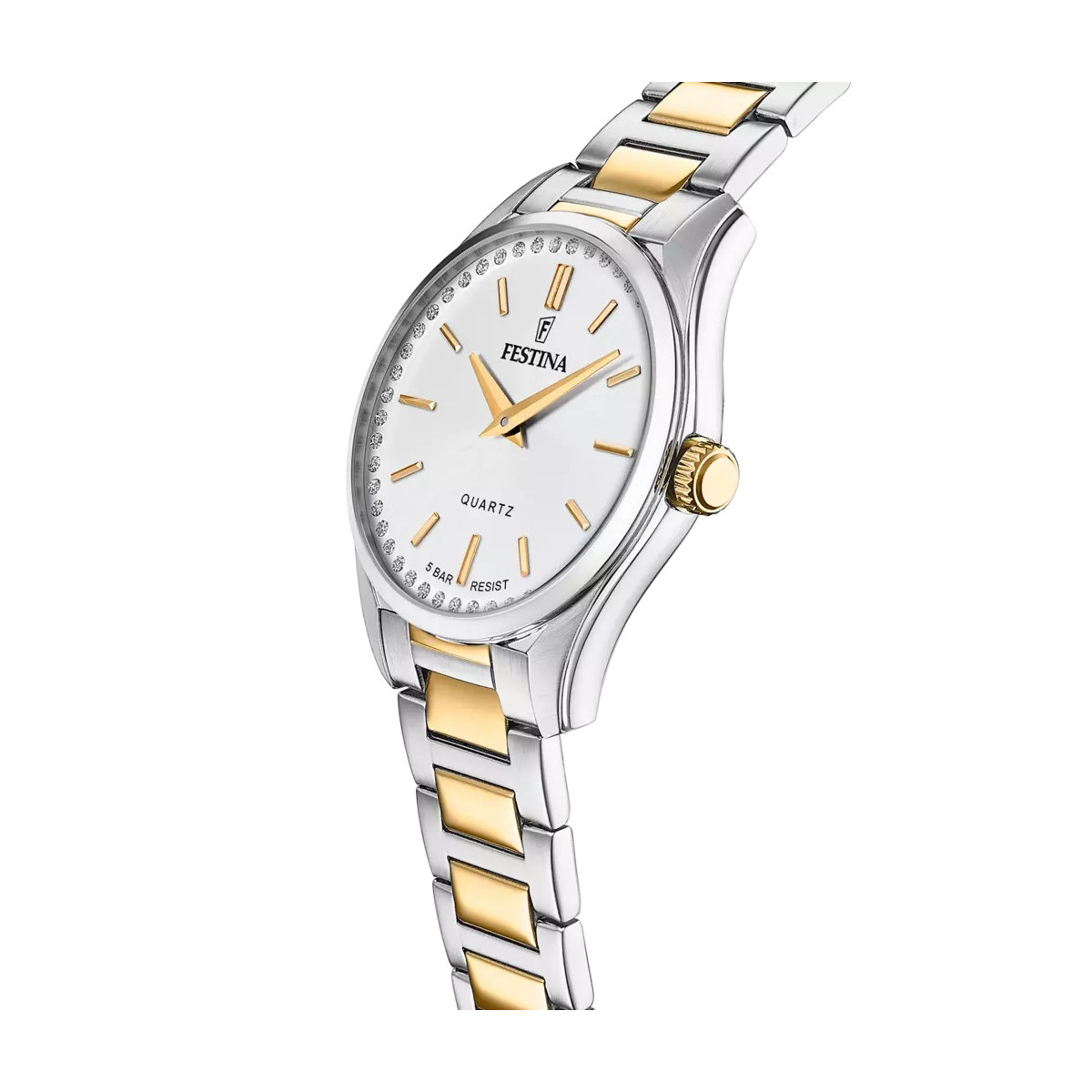Reloj Festina para mujer Bicolor esfera gris 35mm con circonitas